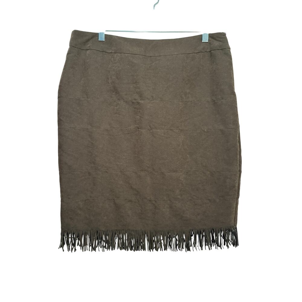 Studio 253 suede‎ fringe skirt womens large cowgirlcore southwestern festival